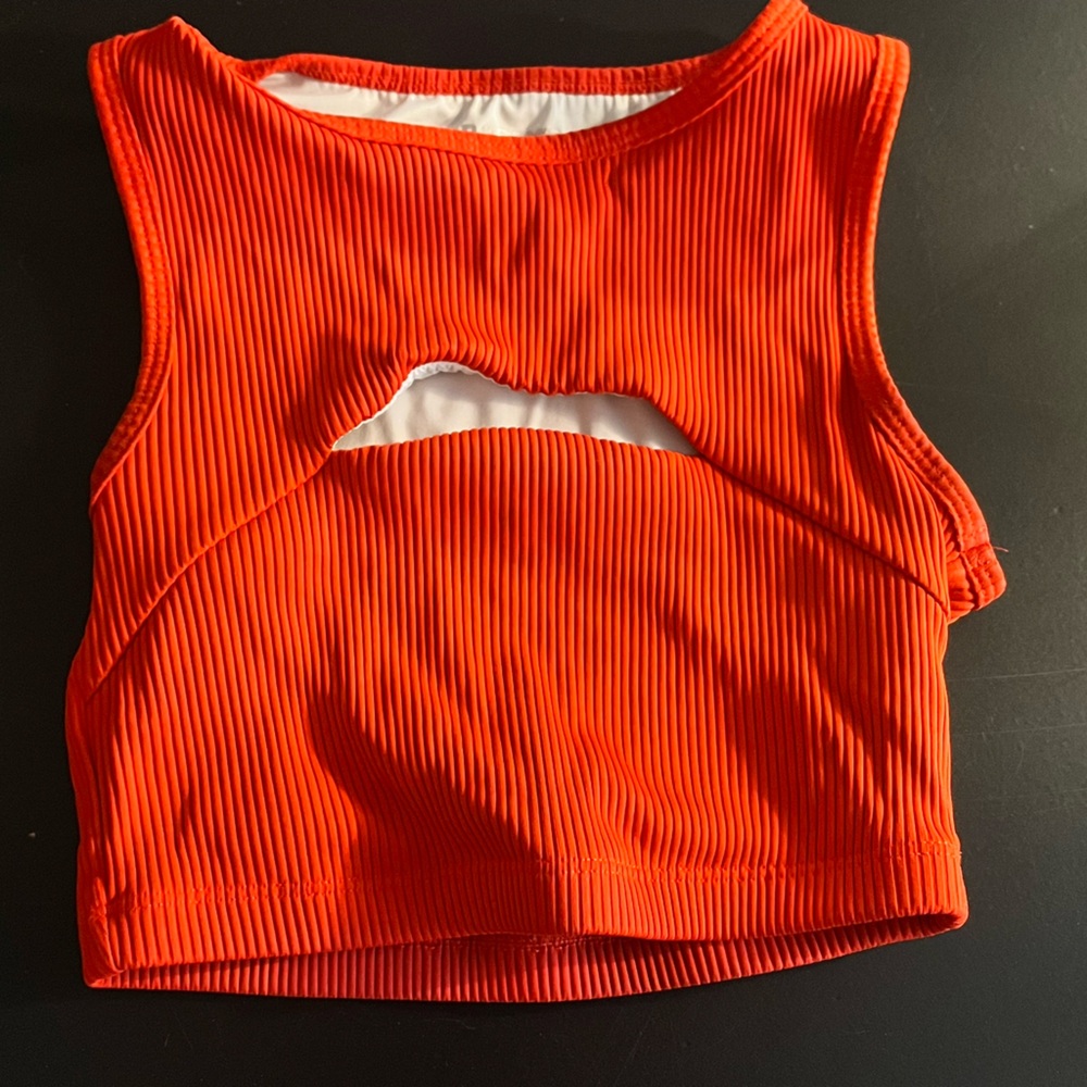 Bright Red Year of Ours x Barrys sports bra crop top